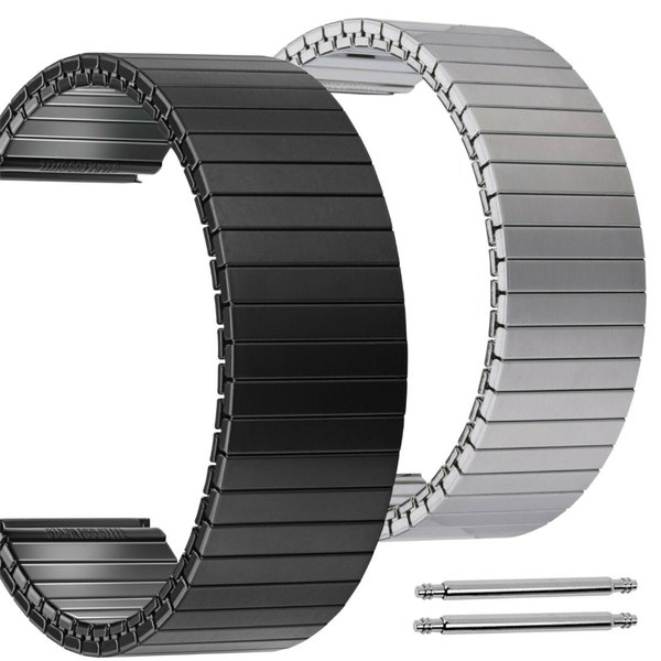 Bracelet de montre extensible en acier inoxydable avec cordon de serrage en métal noir argenté 14 | 16 | 18 | 20 | 22