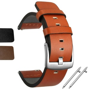 18 20 22 24 mm CUIR VÉRITABLE bracelet de montre brun noir remplacement bracelet en cuir de base image 1