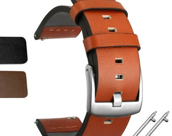 18 | 20 | 22 | 24 mm GENUINE LEATHER watch strap brown black replacement leather strap basic