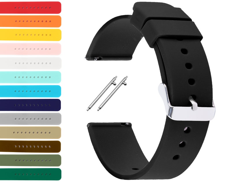 16 18 20 22 24 mm silicone watch strap replacement watch rubber band image 1