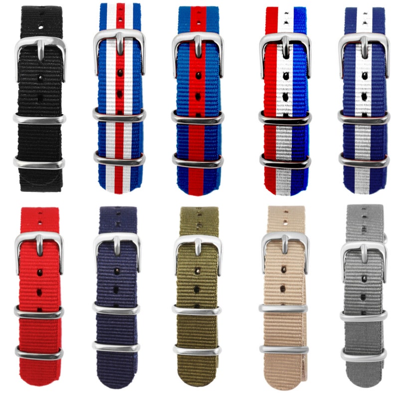 NATO Watch Strap 12. 14. 16. 18. 20. 22. 24 mm Nylon Textile Fabric Sport Band X1 image 2