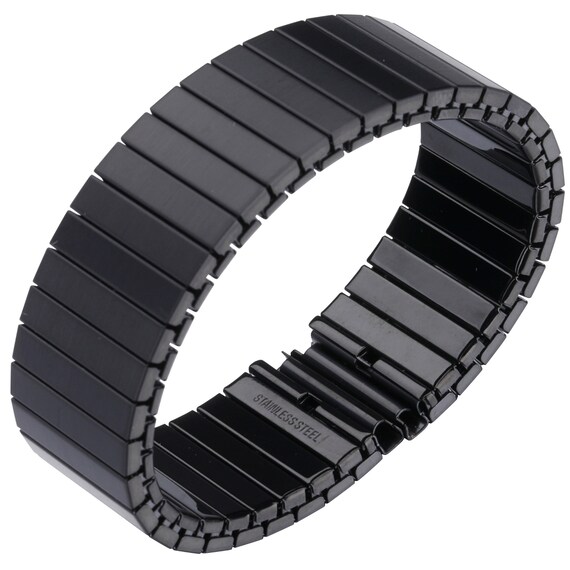 Correa de reloj elastica de acero inoxidable correa flexible de cordon de metal negro plata 14 16 18 20 22 Etsy Espana