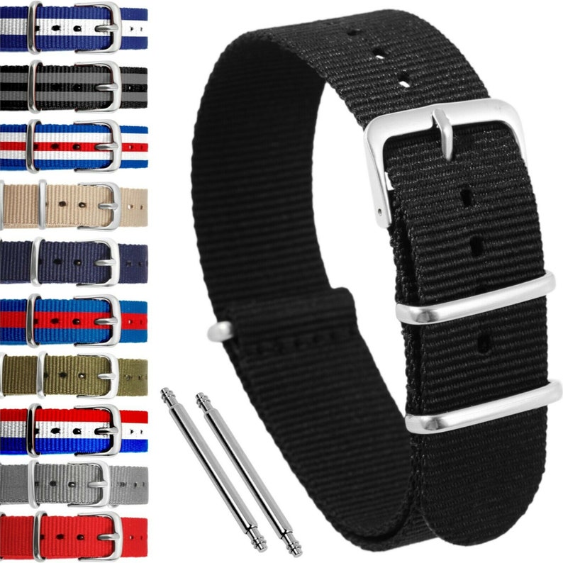 NATO Watch Strap 12. 14. 16. 18. 20. 22. 24 mm Nylon Textile Fabric Sport Band X1 image 1