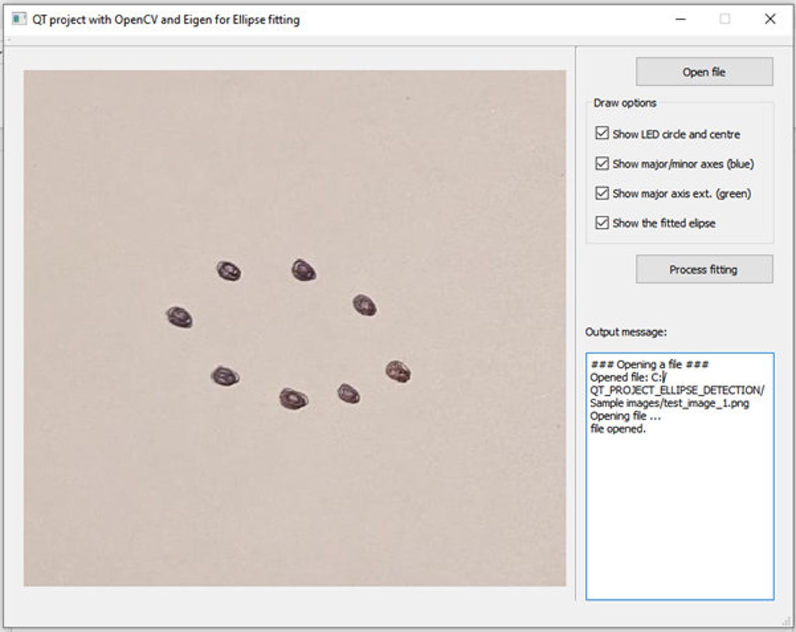 Ellipse Detection and Fitting Softwarewith Qt, Eigen and Opencv