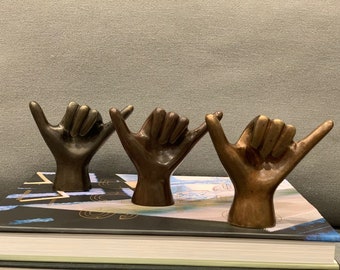 Knorrige Handgeste Skulptur | Handarbeit | Ringhalter | Bronze Hände Statue | Zuhause/ Büro/ Schlafzimmer Dekor