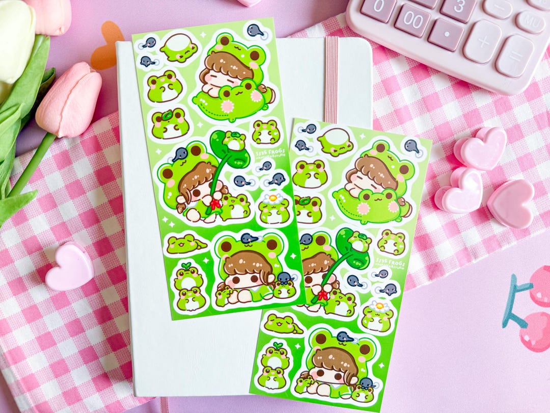 Frogs Sticker Sheet | Cute Journal and Deco Stickers - Etsy