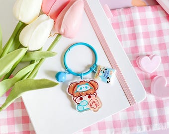 Portachiavi Hello Panda Candy in acrilico, ciondolo Kawaii