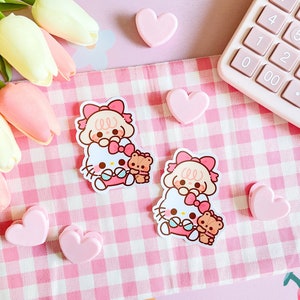 Sticker Momo et chaton mignons