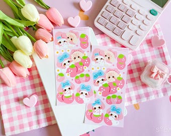 Pink Bunny Sticker Sheet | Cute Journal and Deco Stickers
