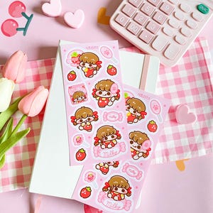 Linda hoja de pegatinas de caramelos rosas / Lindas pegatinas para diario y decoración