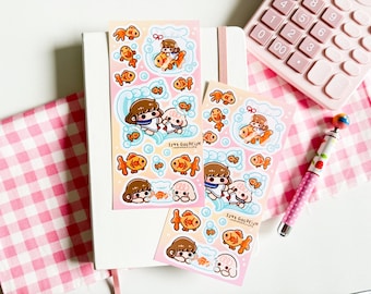 Gold Fish Sticker Sheet | Cute Journal and Deco Stickers