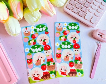 Feuille d'autocollants sur le thème des fraises | Joli journal et stickers déco