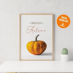 ART MURAL IMPRIMABLE • Bonjour affiche de citrouille d&#39;automne, art mural éclectique d&#39;automne, impression téléchargeable automne Home Decor