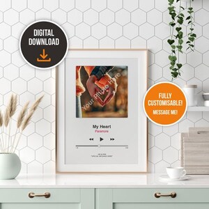 Printable Personalised Song Poster A4 - Couple Gifts - Valentines - Any Photo, Song and Message - Music Gift - Digital Download