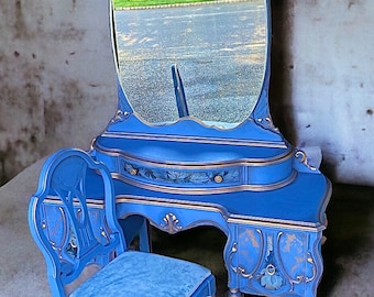 Beautiful Cobalt Blue Vanity With Chair