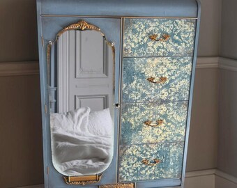 Whimsical Sky-Blue Armoire