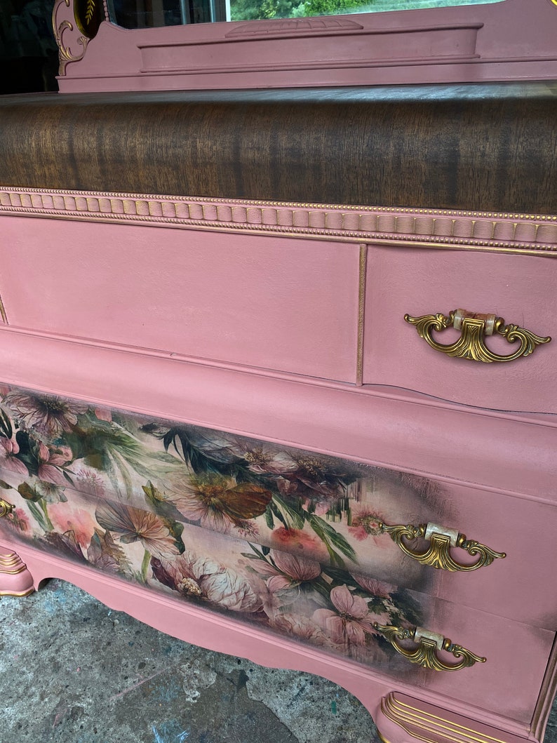 Gorgeous Art Deco Dresser With Mirror image 4