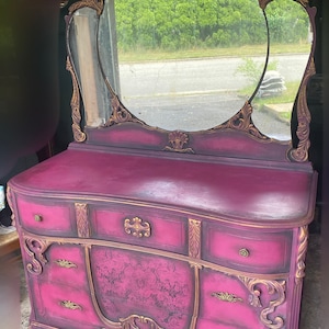 Vintage Custom Hand Painted Purple Dresser | GranolaGirlTreasures