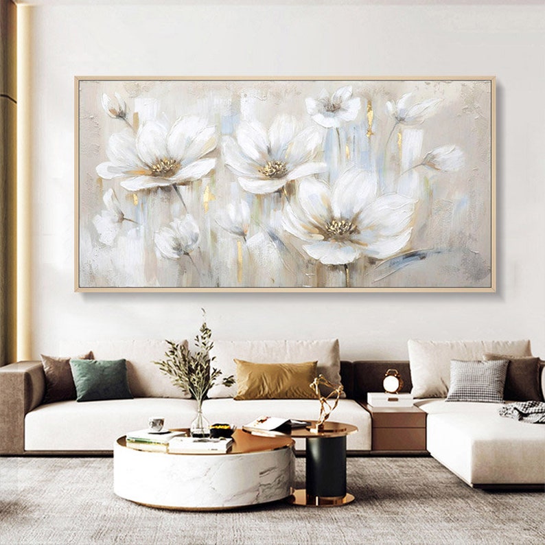 Abstract Gold Leaf Flower Oil Painting on Canvas Large - Etsy