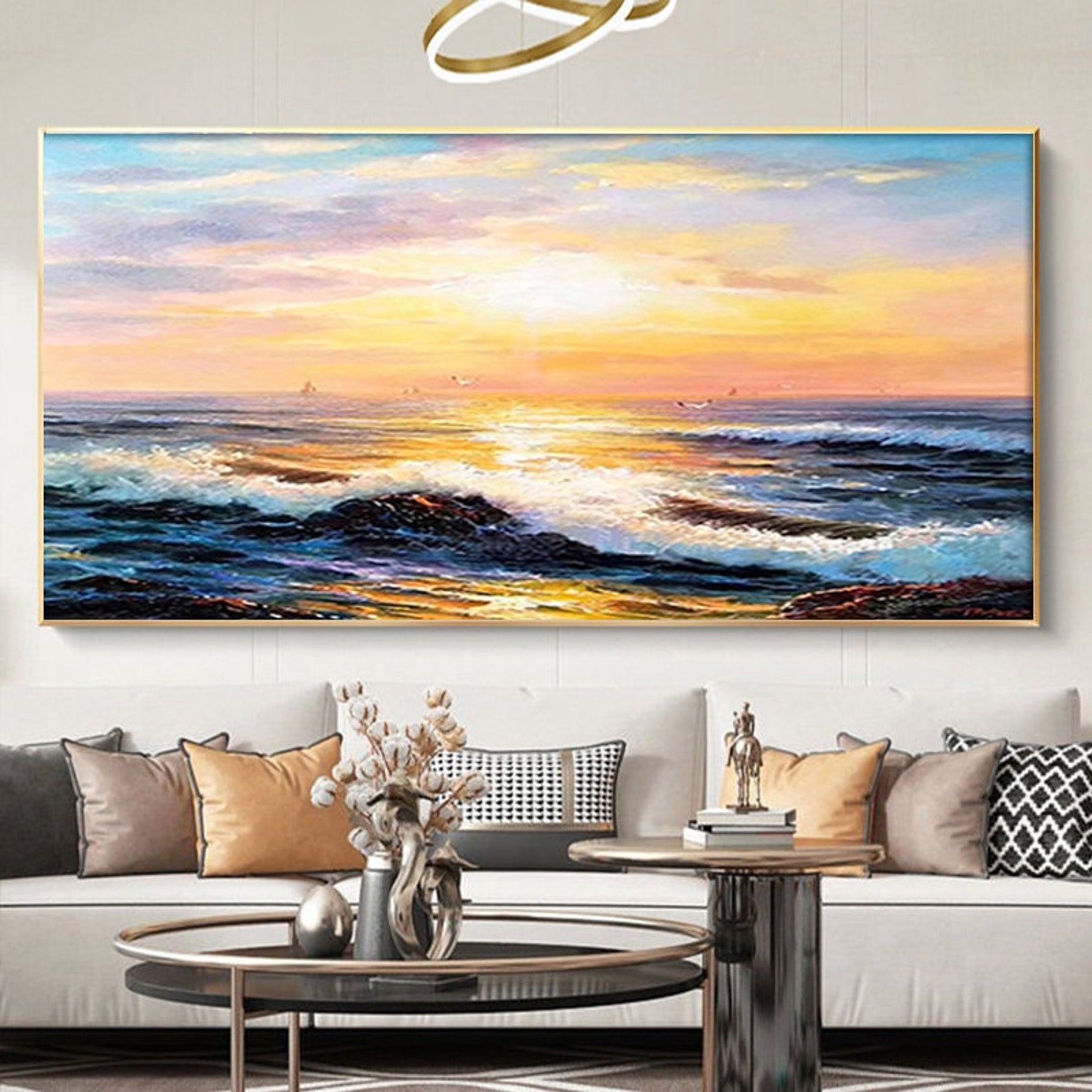 Extra Large Abstract Sunset Seascape Oil Painting on Canvas Etsy