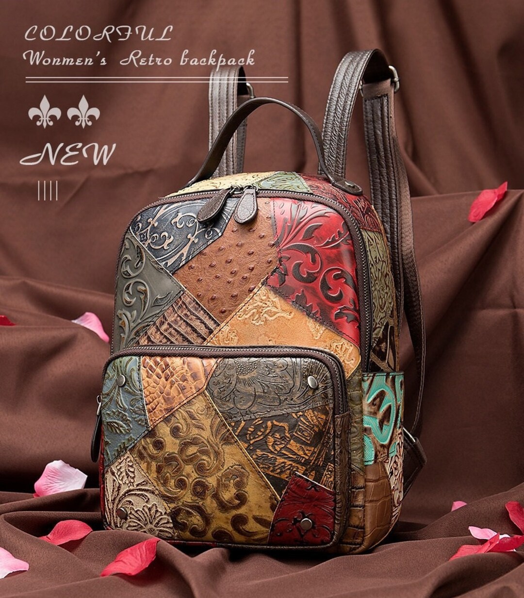 Genuine Leather Women's Backpack Shoulder Bag Unique Etsy