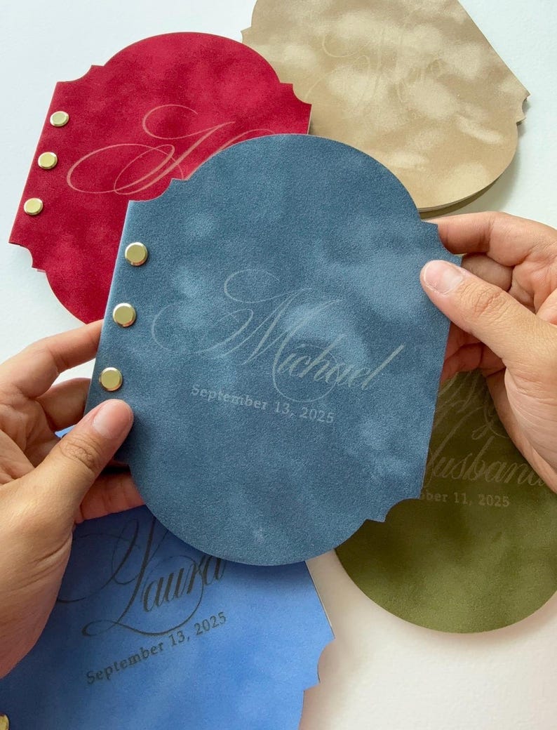 Velvet Vow Books Set of 2 - His and Hers Vow Books - Personalized Wedding Vow Books - Luxury Wedding Vows Books image 13