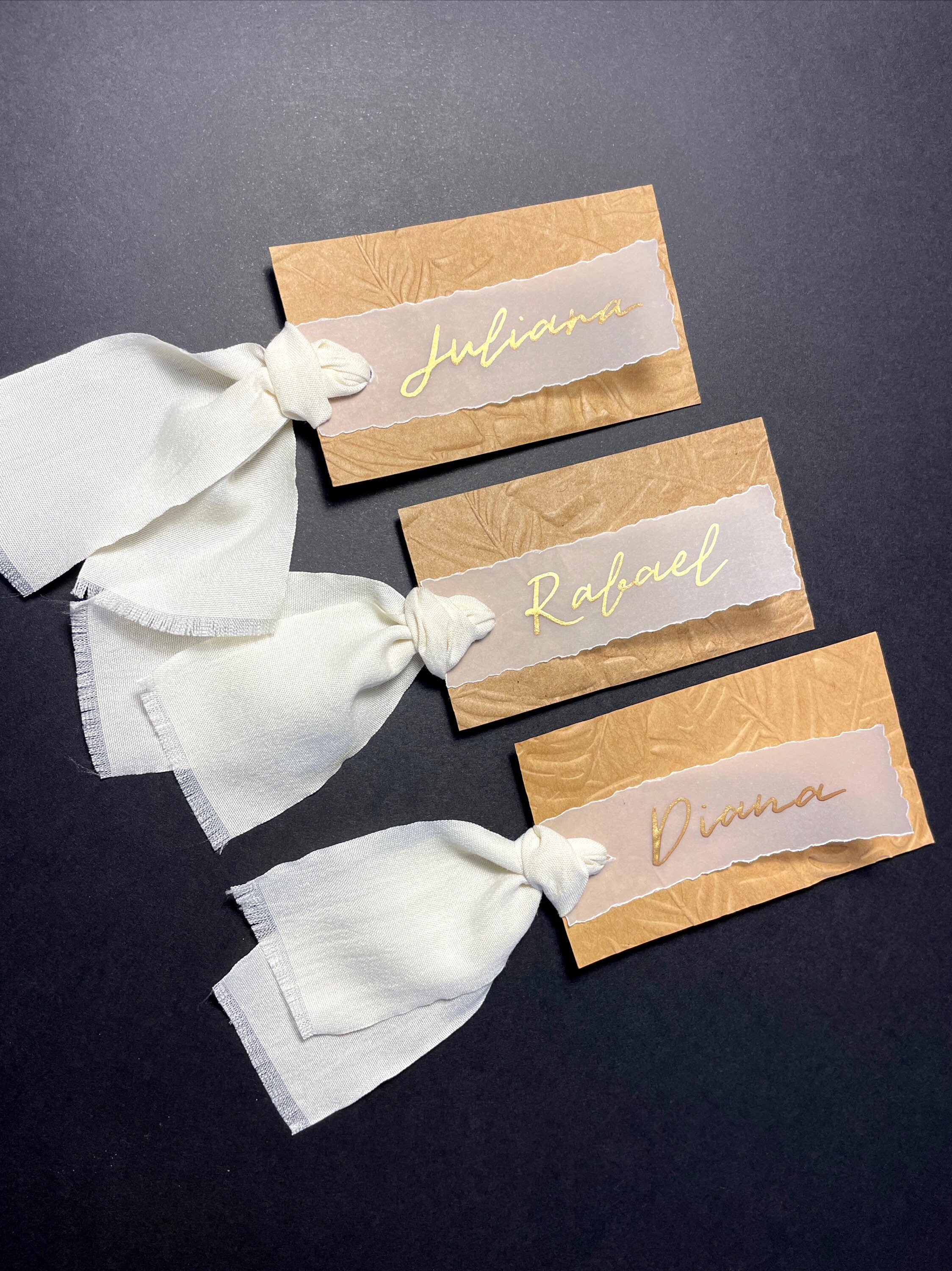 Hand Lettered Place Cards With Ribbon Handwritten - Etsy