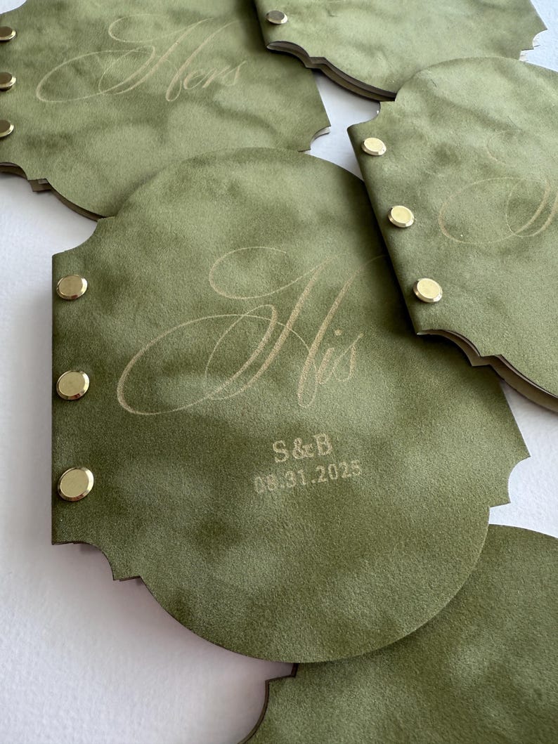 Velvet Vow Books Set of 2 - His and Hers Vow Books - Personalized Wedding Vow Books - Luxury Wedding Vows Books image 6