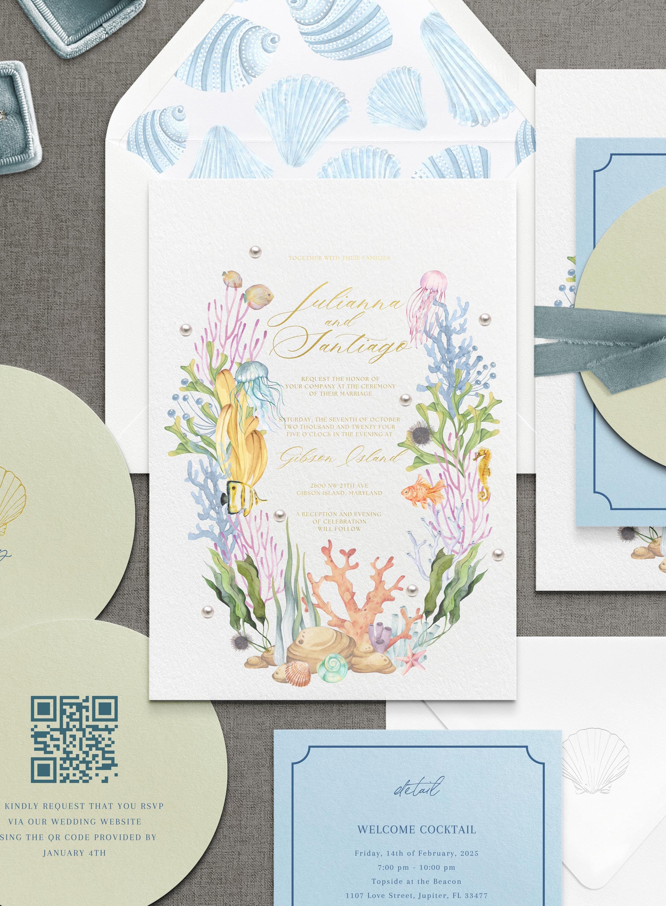 Coastal Wedding Invitation Suite