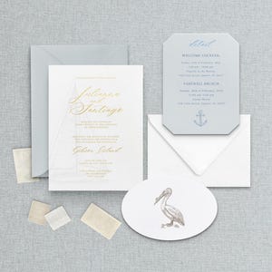 Coastal Invitation Suite - Foil Press Wedding Invitations - Luxury Coastal Beach Wedding Invitation - Destination Wedding Invitation
