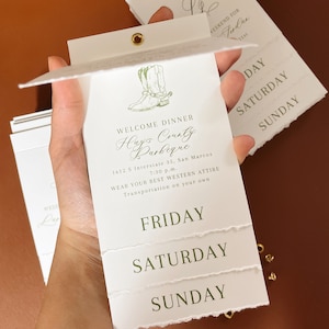 Multi-Page Deckled Edge Wedding Program - Wedding Timeline - Ceremony Program - Event Timeline - Personalized Printed Wedding Program