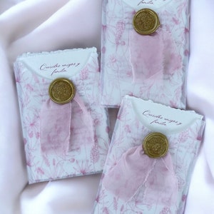 Elegante Hochzeit Dankeskarte mit Tasche - Duschdanke Karte - Personalisierte Danksagungskarte mit Band und Wachs - Bridgerton Party