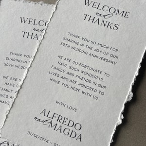 PRINTED Deckled Edge Cotton Paper Thank You Card Wedding Table Thank You Card Place Setting Napkin Thank You Card Personalized image 4