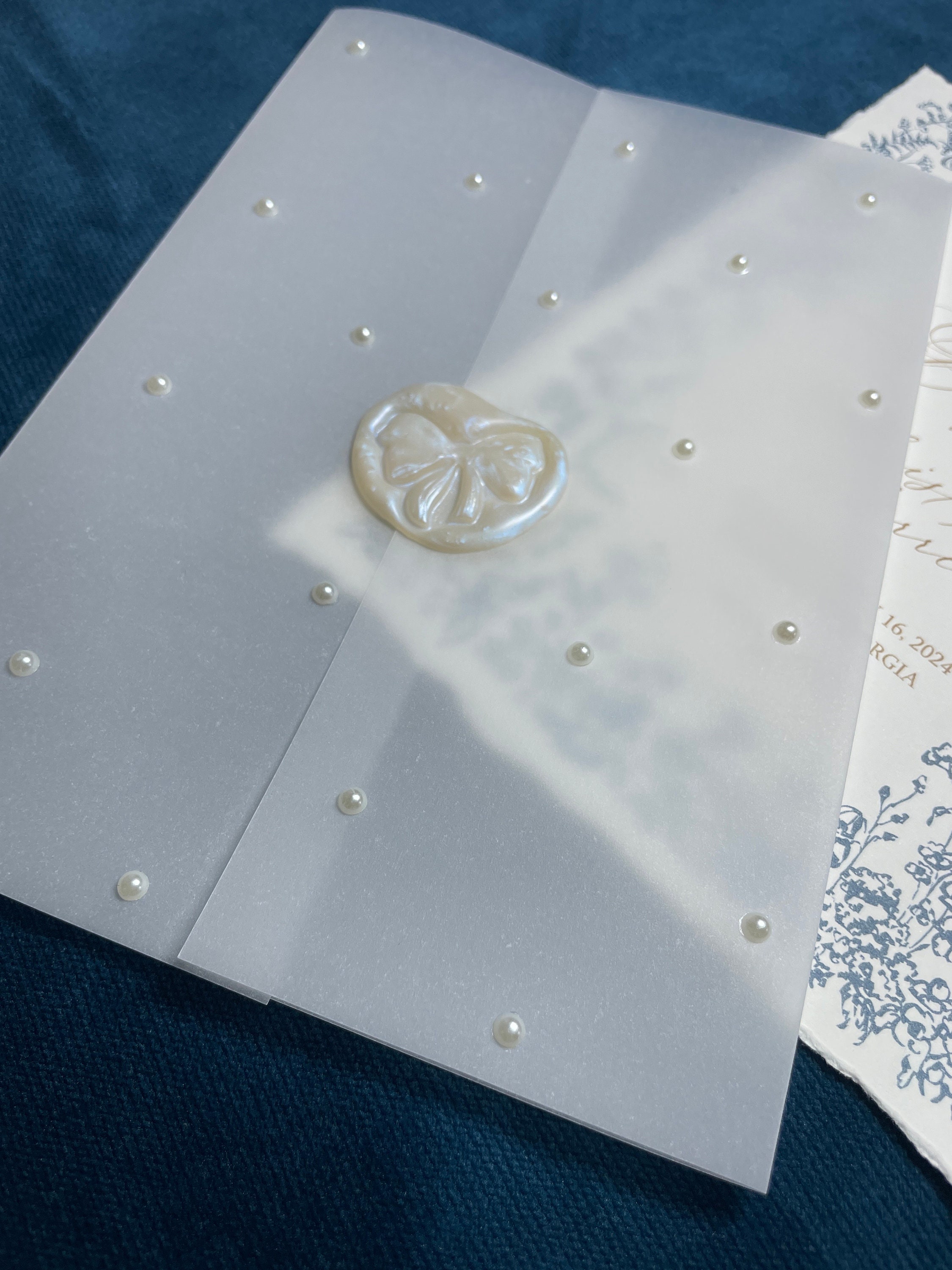 Affrolling 100 Sets Wedding Invitations Wraps Set Pearl Pre Folded