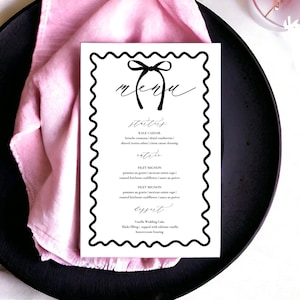 Wavy Wedding Menu Card Template (Digital Template)