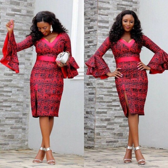 African Print Fit and Flare Dress, Official Reception Gown - Etsy