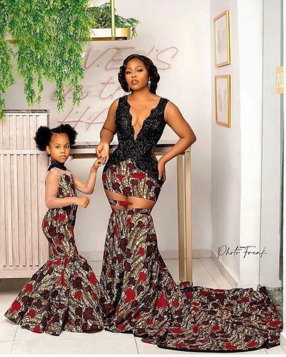 Matching African Print Family Outfit, Custom Made Occasion Wear
