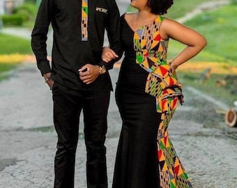 Ankara Couple Matching Outfit, African Wedding Anniversary Set