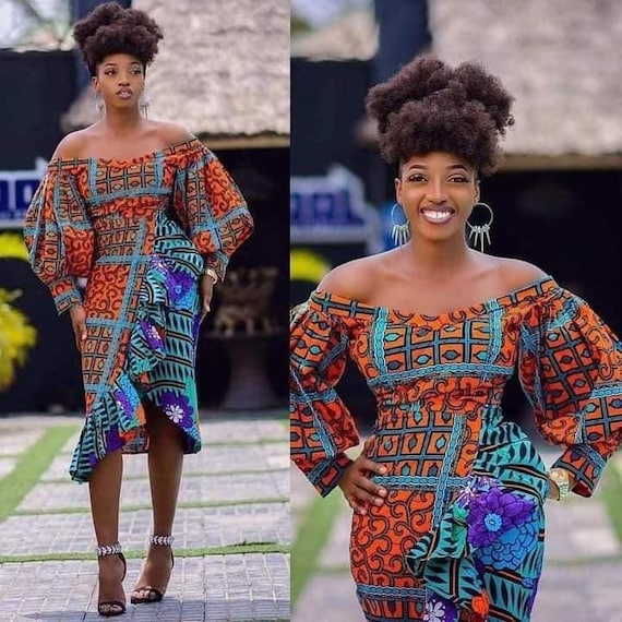 African Print Fit and Flare Dress, Reception Gown - Etsy African Print Fit and Flare Dress, Reception Gown - Etsy