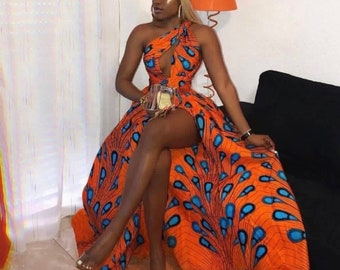 African Print Fit and Flare Dress, Traditional Gown - Etsy