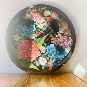Large hand-painted wooden bowl