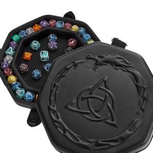 DND Dice Tray Celtic Knot for Dungeons and Dragons - Perfect D&D Dice Rolling Tray and Case for RPG Games to Protect Dice