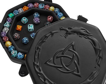 Dice Tray for Dungeons and Dragons - Celtic Knot Design - Perfect Dice Rolling Tray and Case for DND and RPG Games to Protect Dice