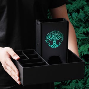 All-in-One Game Roamer for DND - Stunning Dice Tray, Large Tower and Storage for Random Rolls - Stores Dice for D&D, Miniatures etc.