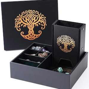 All-in-One Game Roamer - Stunning DND Dice Tray, Large Tower and Storage for Random Rolls - Stores D&D Dice, Miniatures Box