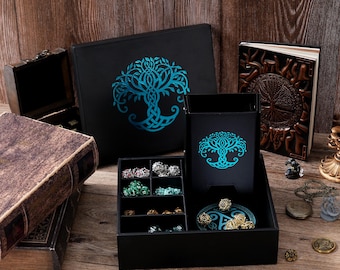 All-in-One Game Roamer for DND - Stunning Dice Tray, Large Tower and Storage for Random Rolls - Stores Dice for D&D, Miniatures etc.