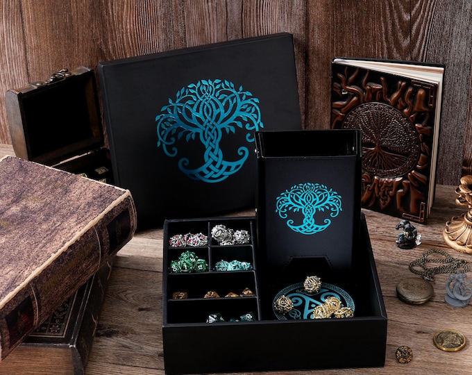 All-in-One Game Roamer for DND - Stunning Dice Tray, Large Tower and Storage for Random Rolls - Stores Dice for D&D, Miniatures etc.