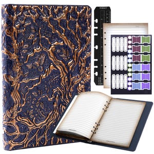StoryForge Notebook Journal Refillable Binder for RPG- 400 Pages (200 Sheets) with Breathtaking 3D Tree of Life Design, plus Tabs and Ruler