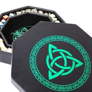 Green Celtic Knot Dice Rolling Tray: DND RPG Storage Box