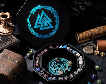 Premium Dice Tray for DND with Valknut Design - Perfect Rolling and Dice Box Storage for D&D and RPG